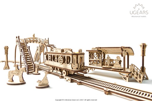 Красивый 3D деревянный пазл uGEARS Tram Line