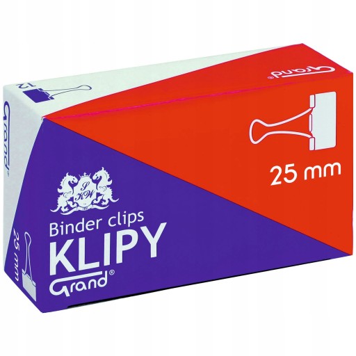 SPINACZ BIUROWY KLIP CZARNY DO BIURA 25MM ZESTAW