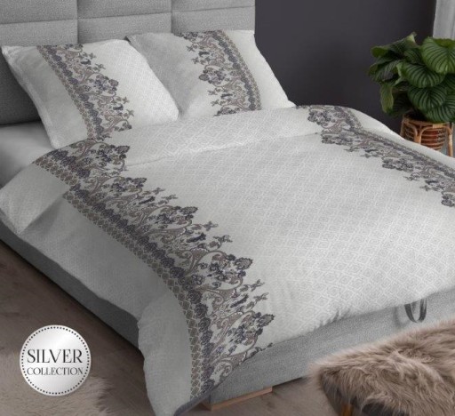 Ткань COTTON SATIN SILVER LACE - BORDER