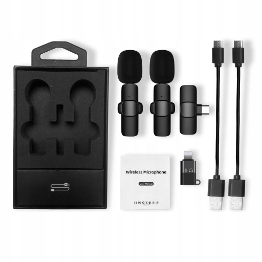 2 БЕСПРОВОДНЫХ МИКРОФОНА USB-C LIGHTNING ANDROID IOS
