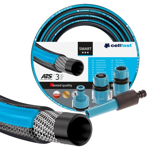 CELLFAST SMART САДОВЫЙ ШЛАНГ 25 БАР, 3-СЛОЙНЫЙ, 3/4 ДЮЙМА, 50 м ПОЛИРОВКА + РАСПЫЛИТЕЛЬ