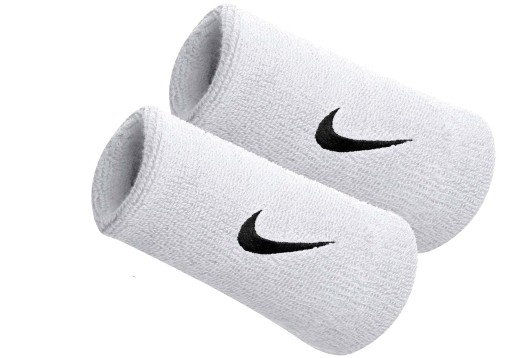 FROTKA NA RĘKĘ SPORTOWA NIKE DOUBLEWIDE SZEROKA TENISOWA BIAŁA BAWEŁNA