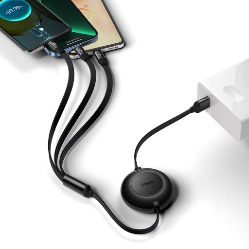 КАБЕЛЬ BASEUS BRIGHT MIRROR 2 С МУТКОЙ 3В1 USB - MICRO+LIGHTNING+ C 66W 1.1M