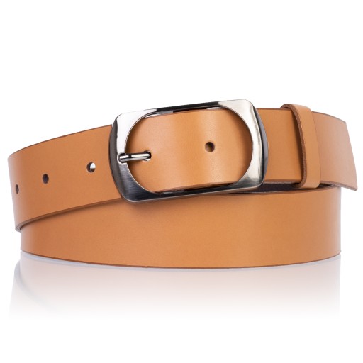 Pasek skórzany SEPHER Classic 4cm CIEMNY RUDY |100