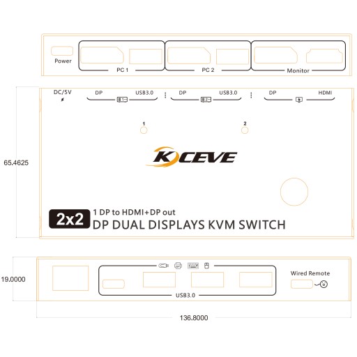 KC-KVM212DH-NA-Конвертер ПК-KVM-переключатели