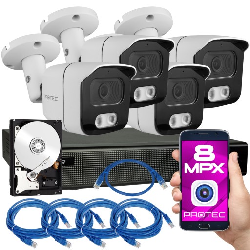ЦИФРОВОЙ МОНИТОРИНГ 4 IP КАМЕРЫ 8MPIX 4K UHD С ГОТОВЫМИ КАБЕЛЯМИ UTP