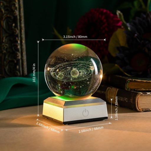 3D СВЕТОДИОДНАЯ НОЧНАЯ ХРУСТАЛЬНАЯ ШАРОВАЯ ЛАМПА С СОЛНЕЧНОЙ СИСТЕМОЙ ДЛЯ ДЕТЕЙ ОБРАЗОВАТЕЛЬНАЯ
