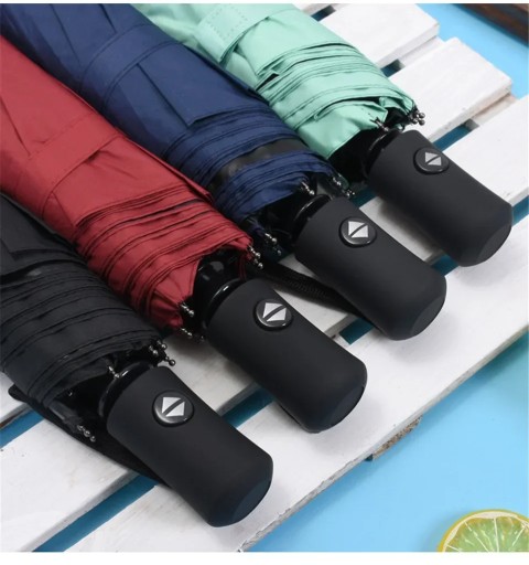 Automatic Rain & Sun Umbrella Black Coating Parasol Anti-UV 3 Folding Wind