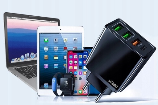 Сетевой адаптер для телефона и планшета с поддержкой QC 3.0. 3 порта USB + PD Type-C с кабелем 5-в-1
