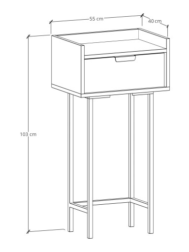 ВМЕСТИМОСТЬ КОНСОЛИ КОМОД С ЯЩИКОМ СТАЛЬНЫЕ НОЖКИ RANT 55CM KS1 SIGI