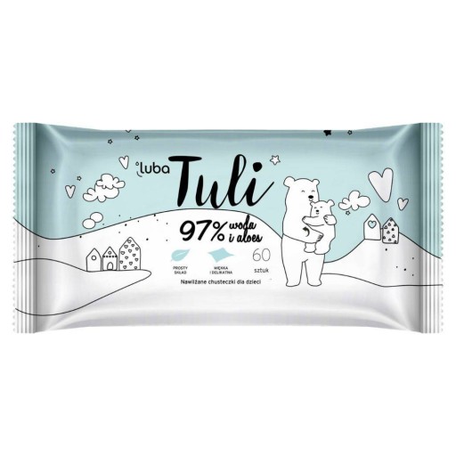 Chusteczki Nawilżane Mokre Dla Dzieci Luba Tuli 97% Woda ALOES Naturalne x7