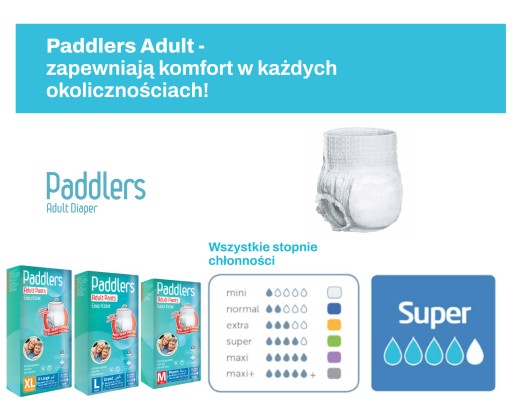 Подгузники для взрослых PADDLERS, размер XL, СУПЕРАБСОРБЕНТ, 30 шт.