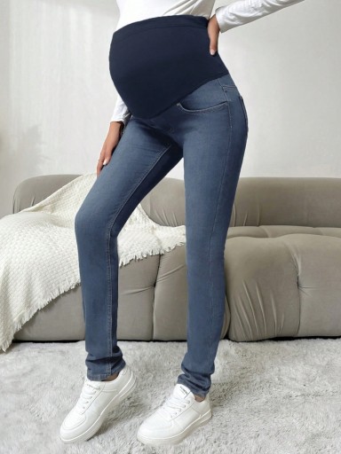SHEIN MATERNITY SPODNIE JEANSOWE NIEBIESKIE M 551