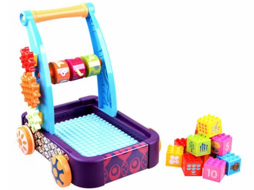 Drewniany pchacz edukacyjny wózek cymbałki klocki ECOTOYS