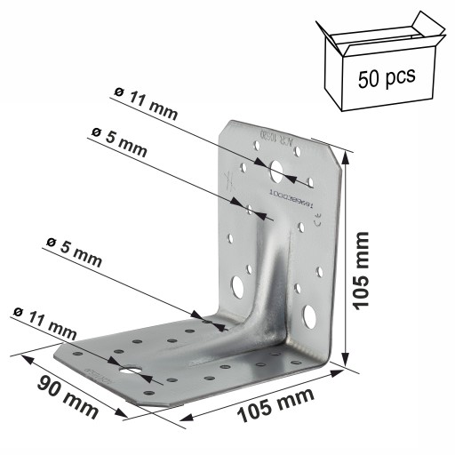 Łączniki ciesielskie kątowniki 105x105x90x2mm 50st stalowe Simpson ACR10520