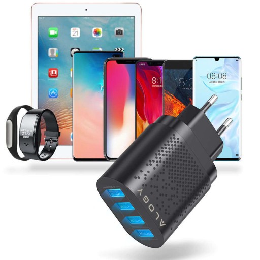 Быстрое зарядное устройство Alogy 4x USB Quick Charge 3.0, 2,4 А, черный