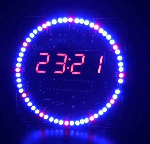 Zegar BLACK Led term, alarm, data +OBUDOWA DIY KIT