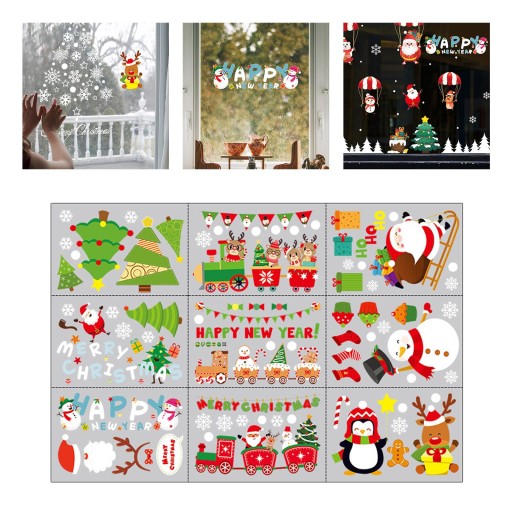Рождественские гелевые наклейки на окна Новогодние украшения Merry Christmas наклейки 021