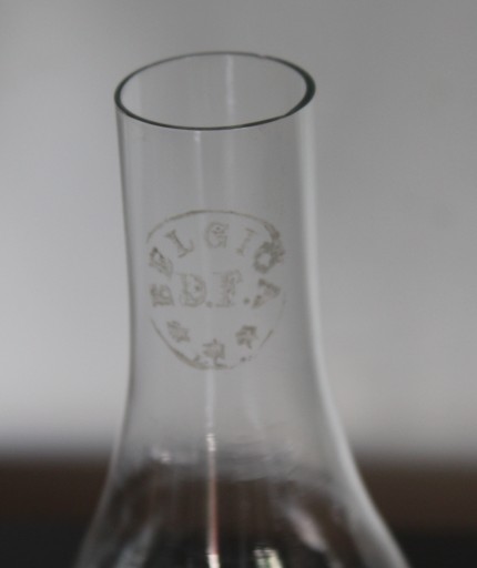 Klosz kominek cylinder szkło do lampy naftowej sygnowany śr. 31mm BELGICA