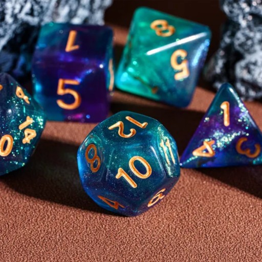 Набор из 7 кубиков Purple Fade D4-20 K20, настольная игра для ролевых игр D&D MTG Baldur's Gate