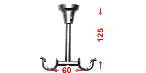 Karnisz metalowy fi 19 podwójny 490 cm bez żabek