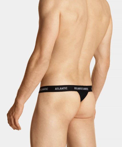 STRINGI MĘSKIE bawełniane zmysłowe seksowne czarne MP-1572 Atlantic *XL