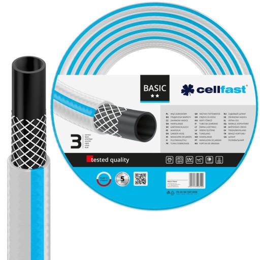 CELLFAST BASIC 3-СЛОЙНЫЙ САДОВЫЙ ШЛАНГ 1 дюйм, 10 м, 25 бар 10-431 FLEXI POLISH