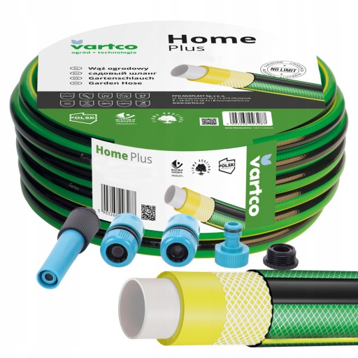 WĄŻ OGRODOWY 4-WARSTWOWY 27 BAR 3/4'' 50M + ZESTAW KOŃCÓWEK PRODUKT POLSKI