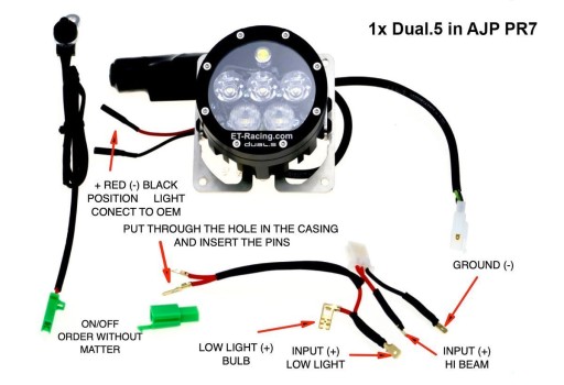 Светодиодная лампа Dual.5 AJP PR7 ET-Racing Enduro Black