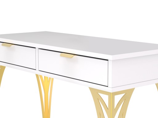 Toaletka Deco Loft biała złota 2 szuflady