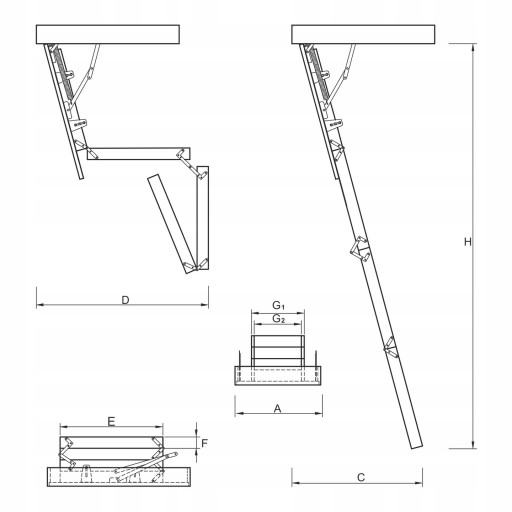 Schody Strychowe Wyłaz na strych EXTREME 76 mm 100x70 0,55 W + MOCOWANIA
