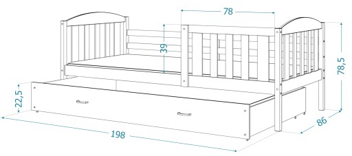 Детская кровать 190x80 + матрасы, ящик KUBUŚ P