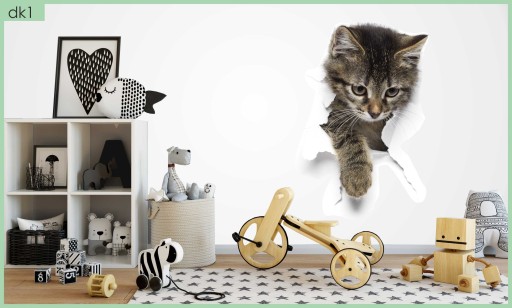 3D НАКЛЕЙКИ НА СТЕНУ для детей котёнок, КРУПНЫЕ УЗОРЫ