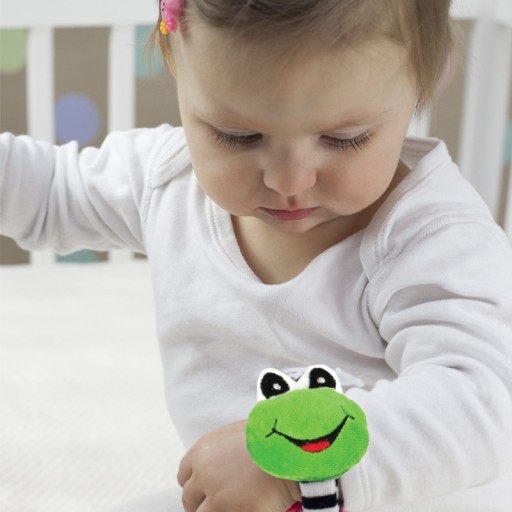Погремушка Mom's Care с ручкой на липучке, лягушка 010