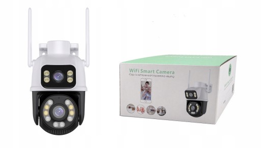 ВНЕШНЯЯ ВРАЩАЮЩАЯСЯ IP-КАМЕРА ДВОЙНАЯ УЛЬТРА-КАМЕРА 6 Мп WIFI 4xZOOM ИК две линзы