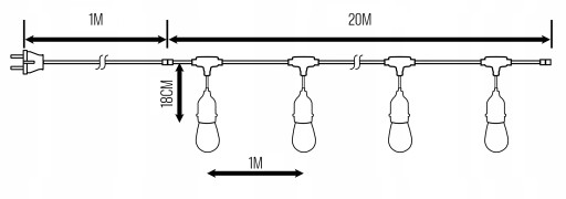 САДОВЫЙ ФОНАРЬ 20M 20X LED E27