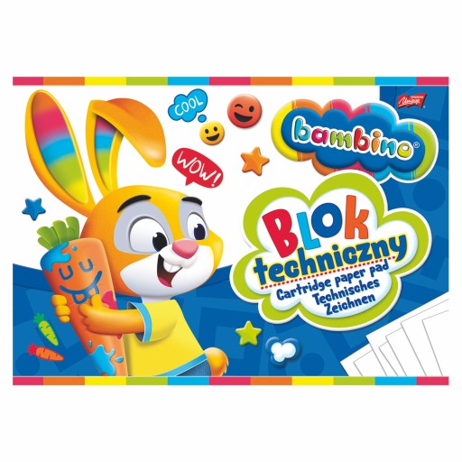 BLOK TECHNICZNY A4 - 10 KARTEK BIAŁY - 1 SZTUKA BAMBINO