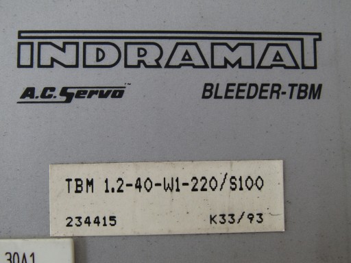 INDRAMAT A.C. SERVO BLEEDER TBM 1.2-40-W1-220/S100