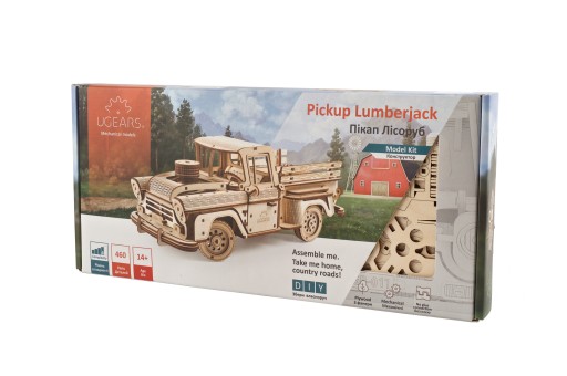 Пикап Лесоруба, механическая модель - пазл UGears 3D