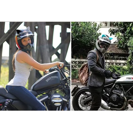 2 KOCIE USZY USZKA KOTA NA KASK OZDOBA CZARNY