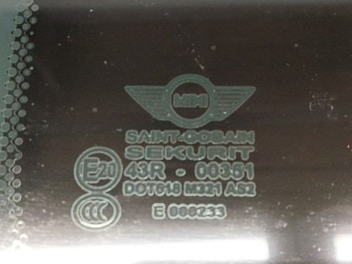 ОКНО КУЗОВА ЗАДНЕЕ СЛЕВА, MINI COOPER II R56