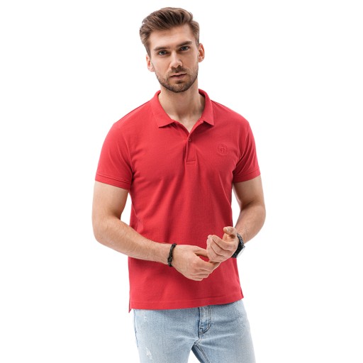 Рубашка-поло мужская, трикотаж пике, красная S1374 XXL