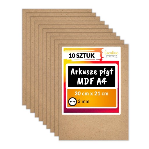 Płyta MDF do cięć laserem grawerowania malowania wycinania 3mm A4 x 10