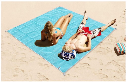 MATA PLAŻOWA KOC NA PLAŻĘ XXL 200x200 SAND FREE KOC PRZEPUSZCZAJĄCY PIASEK