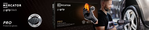 Перчатки MERCATOR GOGRIP NITRILE черные ЗАЩИТНЫЕ ЧЕРНЫЕ, 50 шт, размер L.