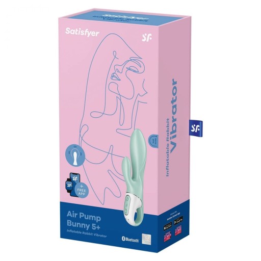Вибратор Satisfyer Air Pump Bunny 5+ с помпой Mint