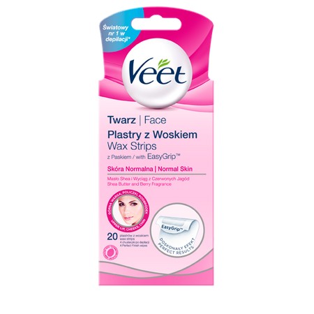 Полоски для депиляции лица VEET, 20 шт., ножки, 40 компл.