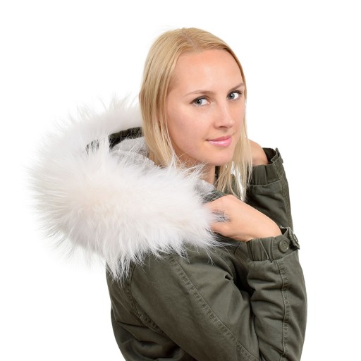 Futrzane obszycie do kaptura na miarę z jenota białego 45 cm