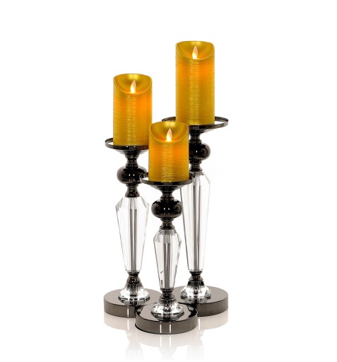 Подсвечник Glamour Lantern Chrome Crystal черный