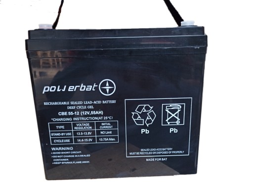 AGM CB 12 В 55 Ач аккумулятор Powerbat